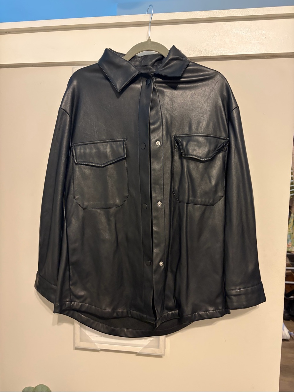 Streetwear Society Black Faux Leather Shirt Jacket